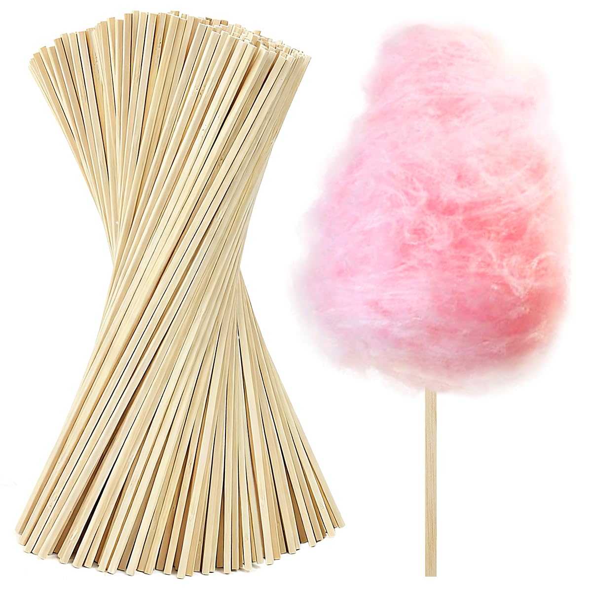 200 Stück Zuckerwatte Stäbe 30cm x 4mm Zuckerwattestäbe Eckig Bambusstäbe Stäbchen Holzstäbe Quadratisch Holzstäbchen zum Basteln für DIY Handwerk Holzarbeiten Modellbau Dekorationen