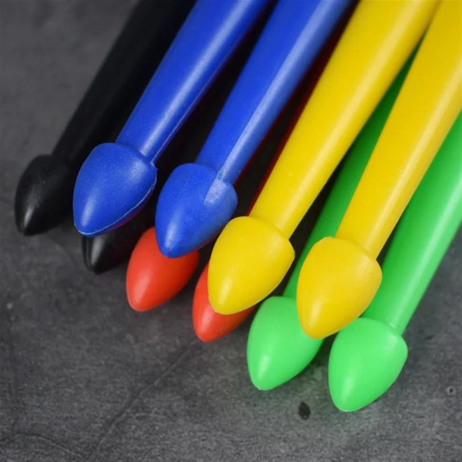 2 Paar Langlebige 5A Bunte Nylon-Drumsticks Jazz Drum Dumb Drum Übungs-Drumsticks Schlagzeug Sticks Set (Color : Bk)