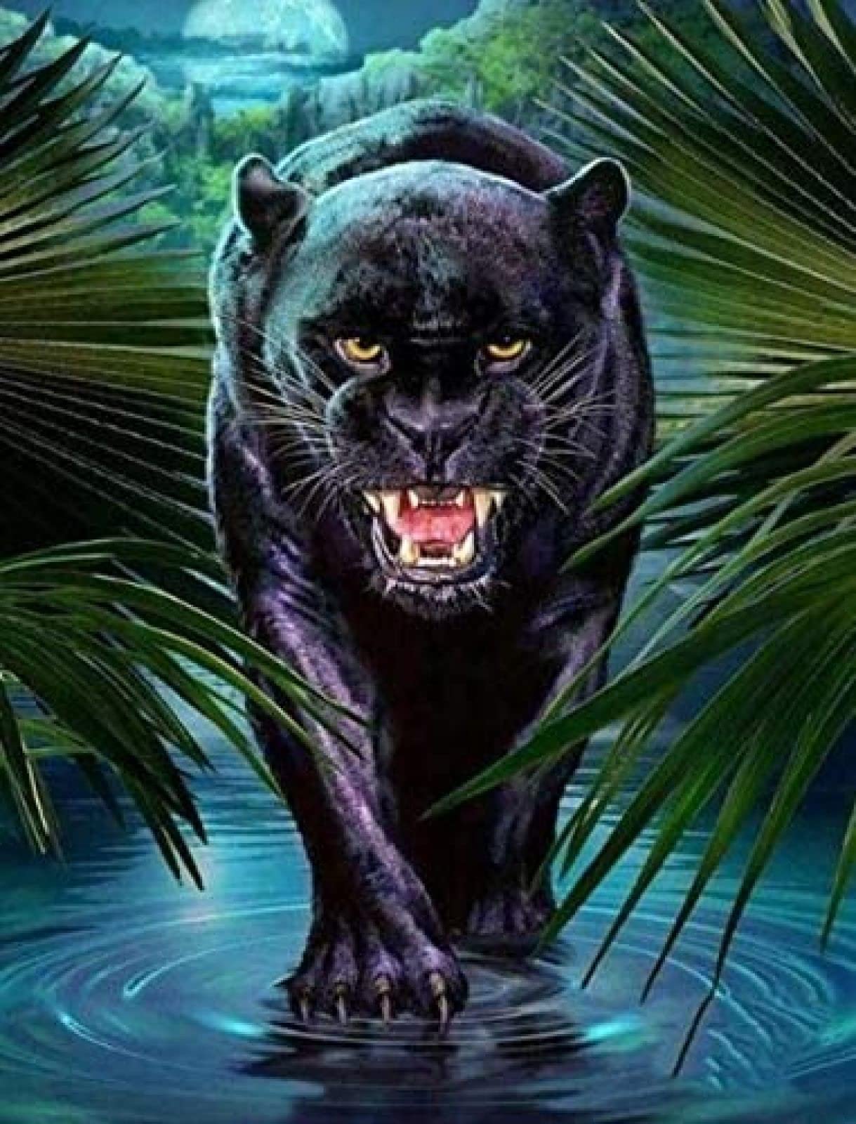 WYWQNDIY 5D Diamond Painting Kit Animal Black Panther Paint by Number Adults Full Drill Crystal Rhinestone Embroidery Pictures Art Craft for Home Decor 50x60CM