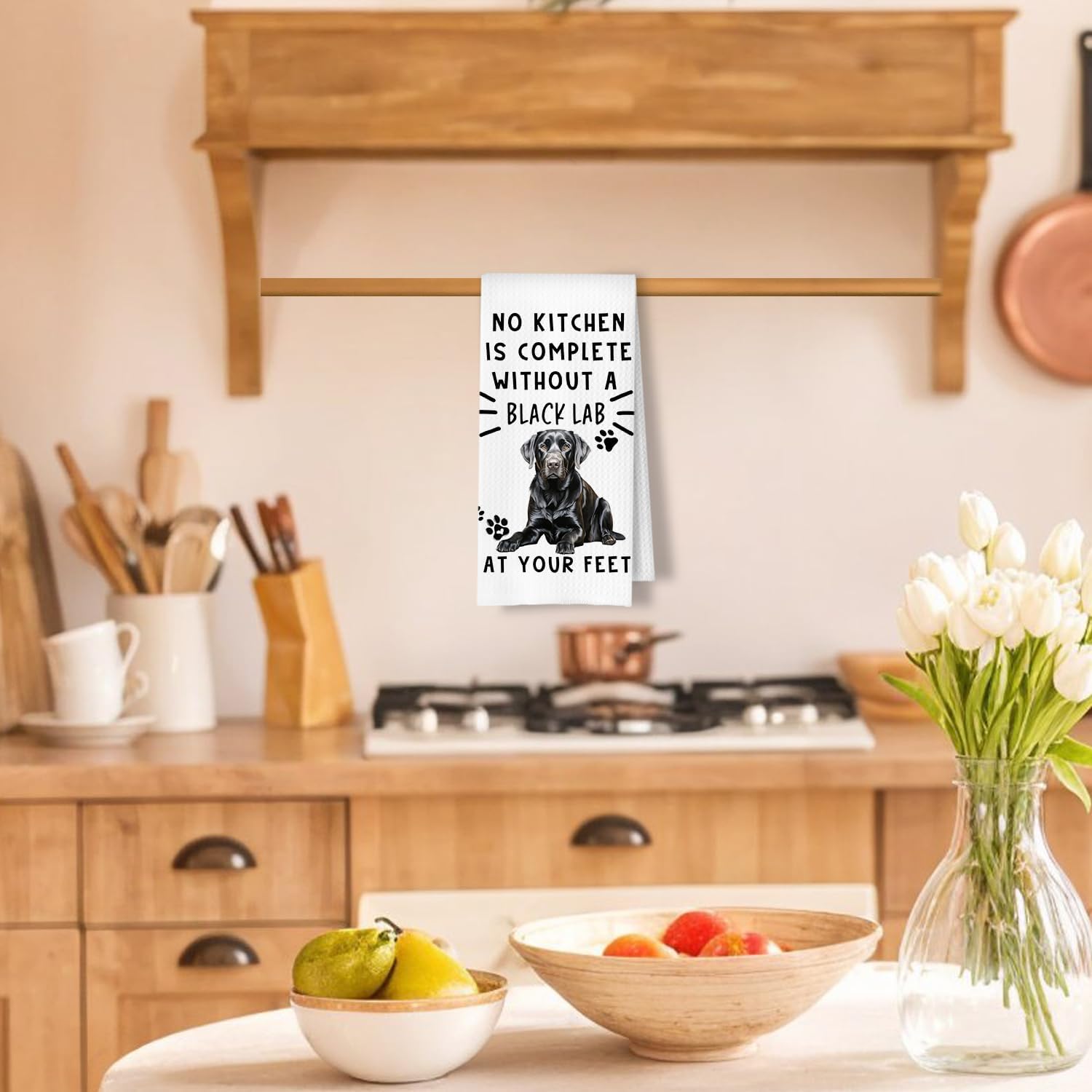 Black Lab Funny Dog Kitchen Towels - A Kitchen is Not Complete Without A Lab Dish Towel Weave Dish Towels for Bathroom,Dog Lovers Gift,16×24 Inch - Image 2