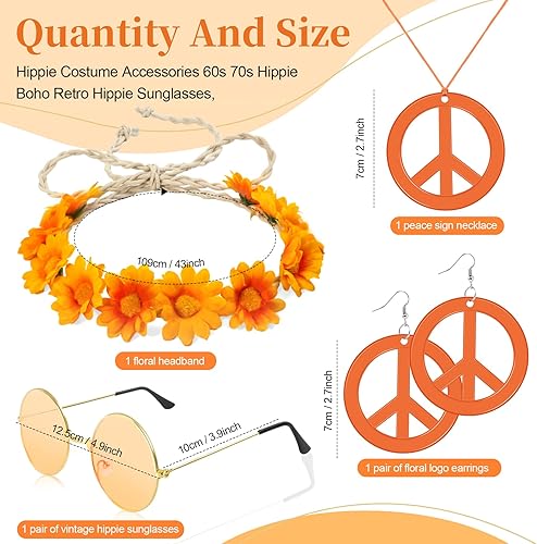 Miniatura 2 de Accesorios de disfraz hippie para niña de los años 60 y 70