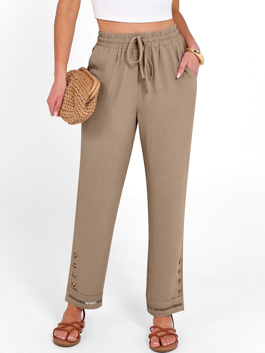 ANRABESS Womens Casual Cropped Pants Drawstring Elastic Waist 2026 Summer Loose Ankle Work Trousers with Pockets - Image 7