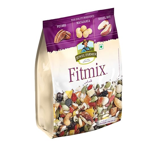 Fitmix with Sunflower, Pumpkin, Flax, & Muskmelon Seeds Mixed with Vitamin, Fiber & Protein Rich Dried Fruits & Nuts (250g)