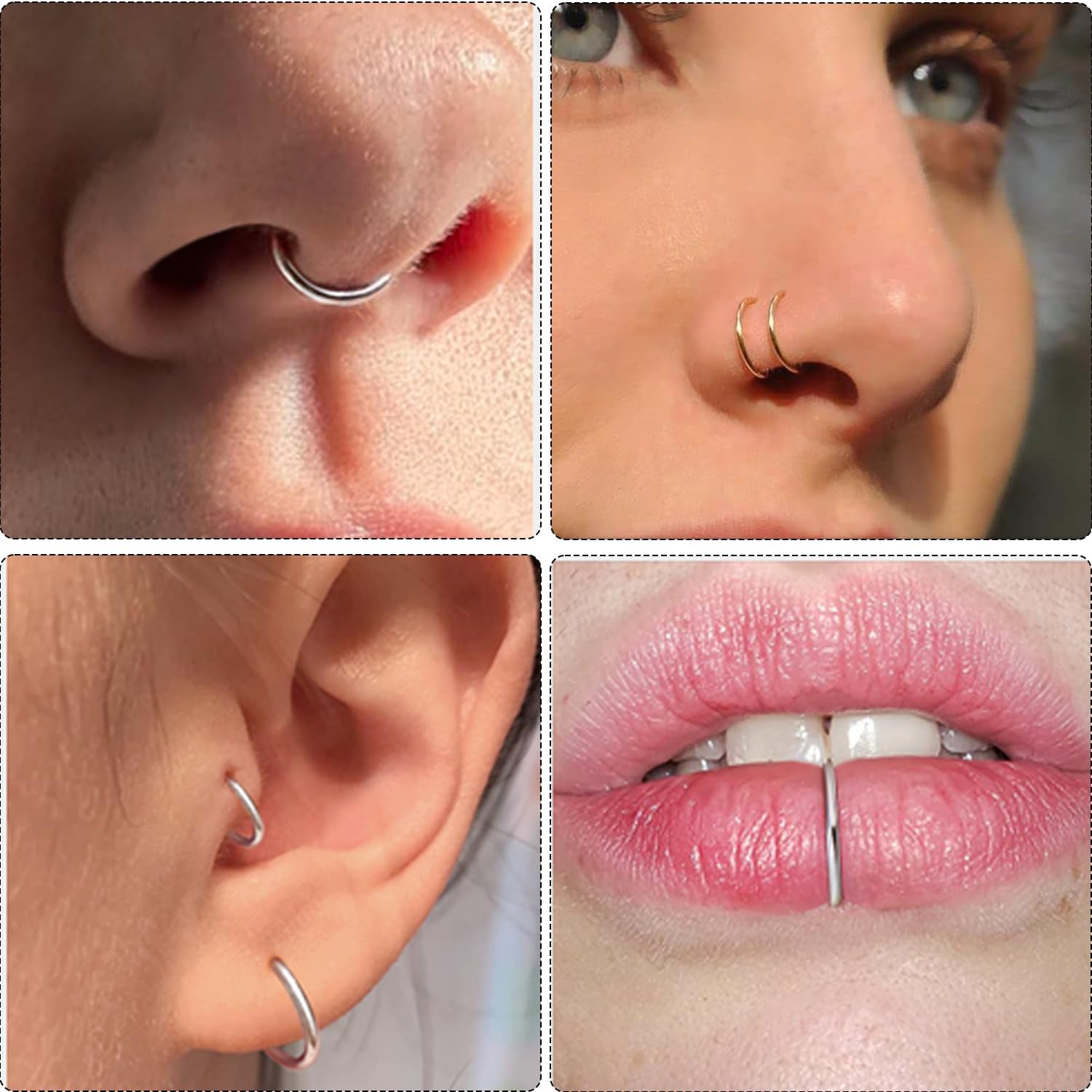 Nose Rings 20G 18G 16G 316L Surgical Steel Hinged Clicker Segment Nose Hoop Helix Cartilage Daith Tragus Sleeper Earrings Body Lip Piercing Jewelry for Women Men 6mm 7mm 8mm 10mm 12mm