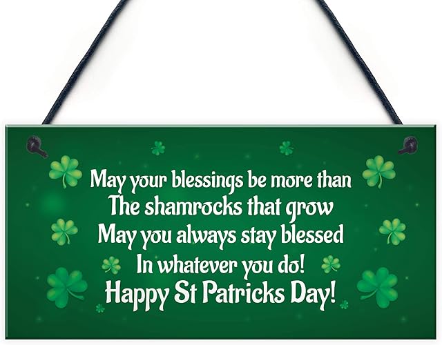 RED OCEAN Novelty St Patricks Day Hanging Sign Plaque Irish Blessing Lucky Novelty Friendship Gifts