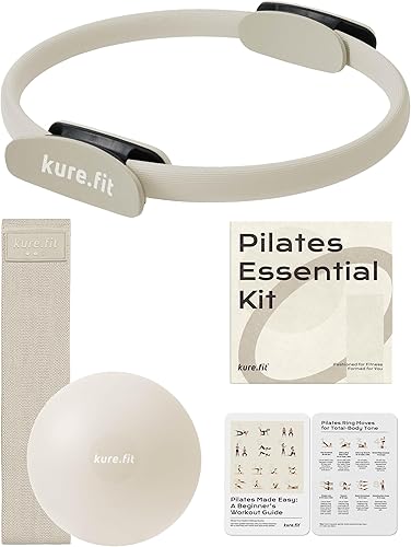 Miniatura 12 de Home Pilates Essentials Kit para mujer | Anillo de pilates, mini bola, juego de bandas de botín | Juego de iniciación de equipo de pilates en caja