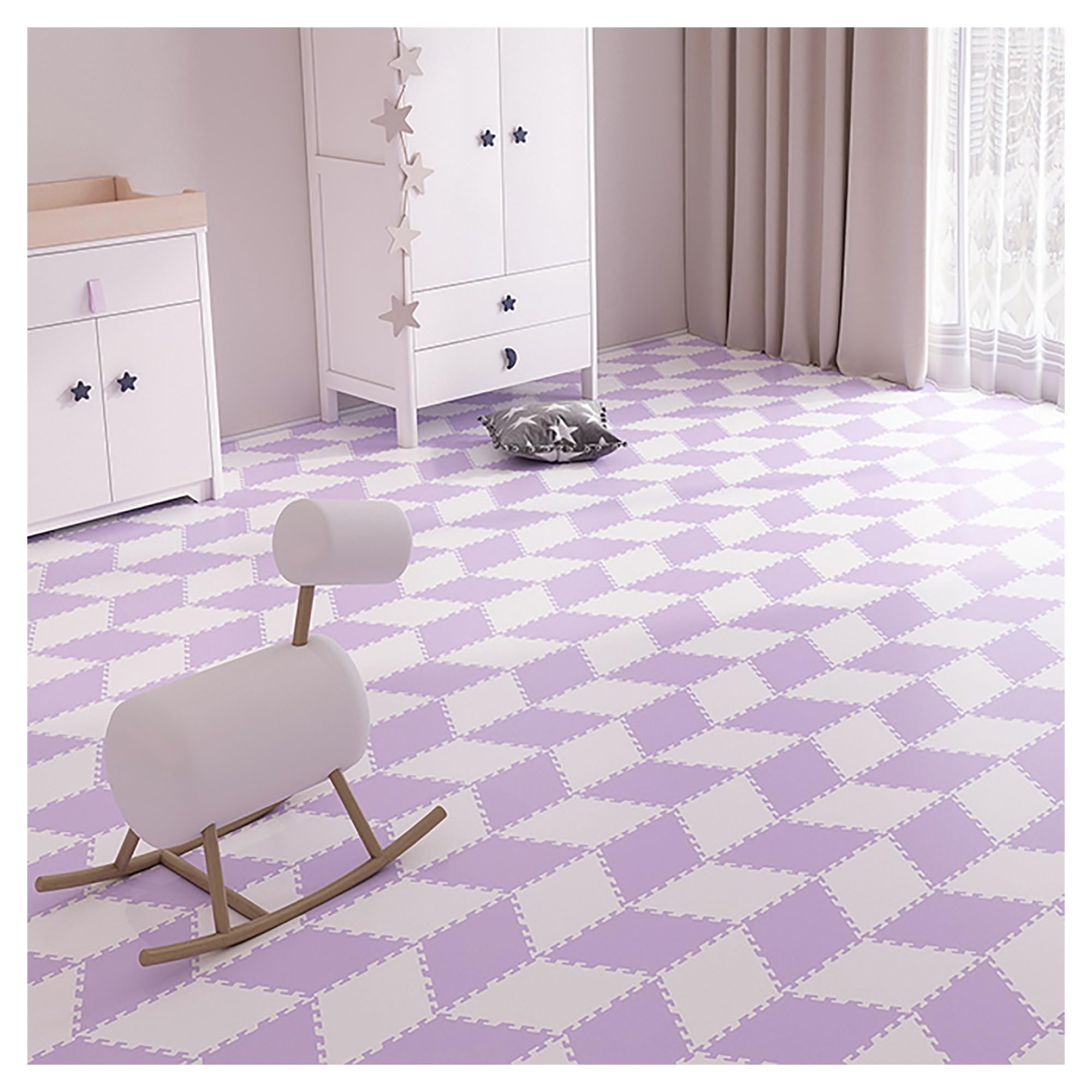 Generico Tappetini in Schiuma ad Incastro – 20 Tessere Puzzle a Forma di Diamante, Cuciture Bicolore, tappetini da Gioco e tappeti Multifunzione per camerette, soggiorni e Uso Domestico