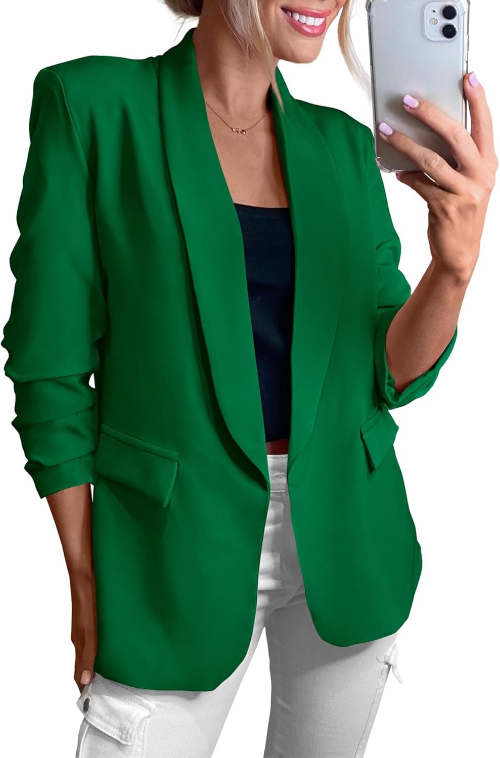 KIRUNDO Womens Blazer 2026 Spring Fall Bussiness Casual Long Sleeve Open Front Work Office Dressy Suit Jackets with Pockets