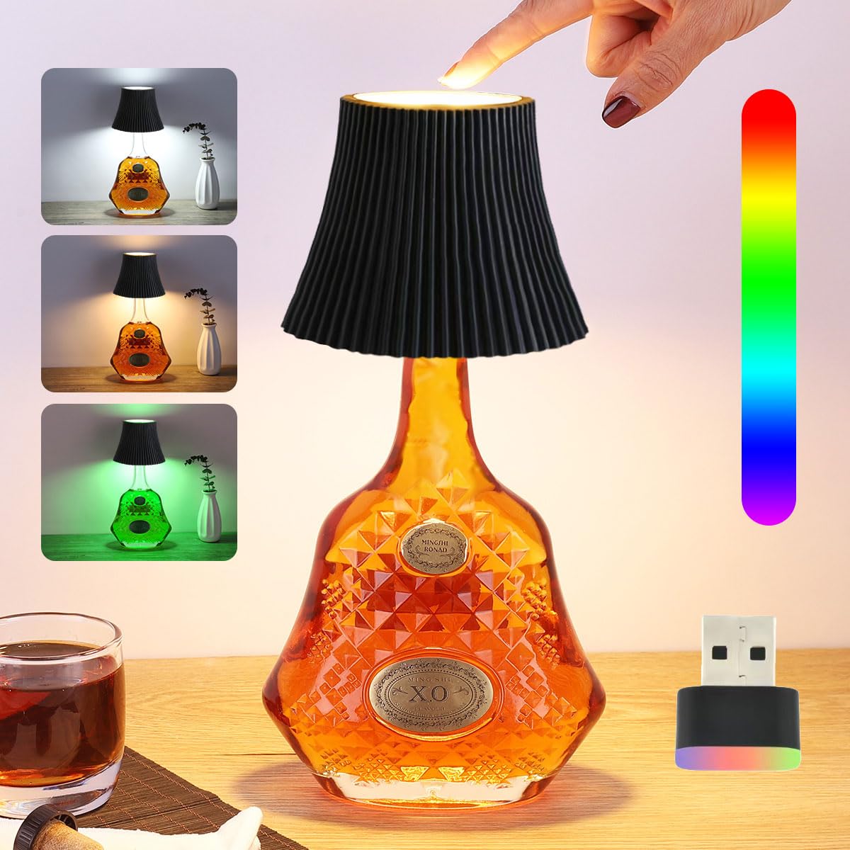 Lampada Da Bottiglia Wireless, Lampada Da Bottiglia A LED Dimmerabile | Luce LED Portatile Bottiglia Di Vino,Lampade Comodino Ricaricabili Con Controllo Touch A 3 Colori Chiari Per Bar, Ristora