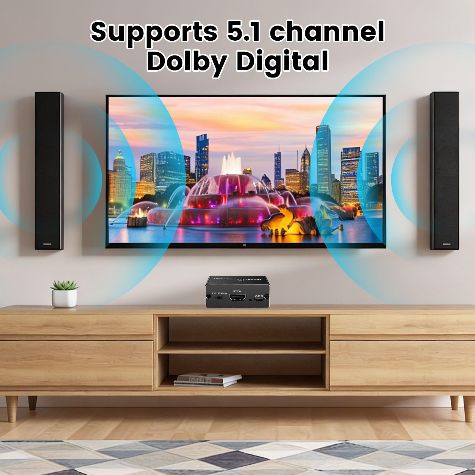 HDMI Audio Extractor 4K 30Hz HDMI 2.0 Splitter with SPDIF 5.1CH & 3.5mm Stereo EDID HDR Dolby Vision HDCP 2.2