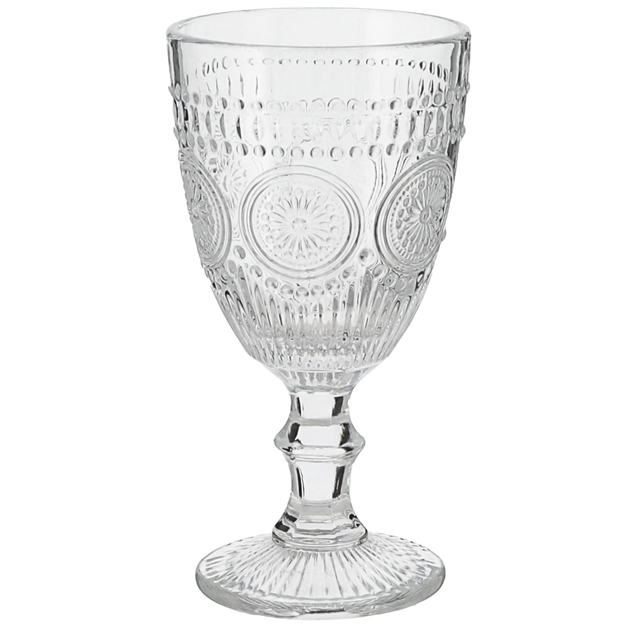 6 Trinkgläser „Mandala“ Mit Relief-Muster | 300ml, Ø8x10cm | Spülmaschinengeeignet, Klar