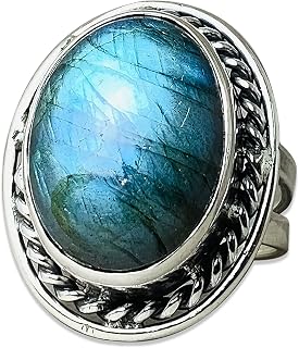 Oval Labradorite Ring, February Birthstone Ring, Handmade Ring, 925 Sterling Silver Ring, Statement Ring, Large Labradorite Ring, Charm Ring (U 1/2)