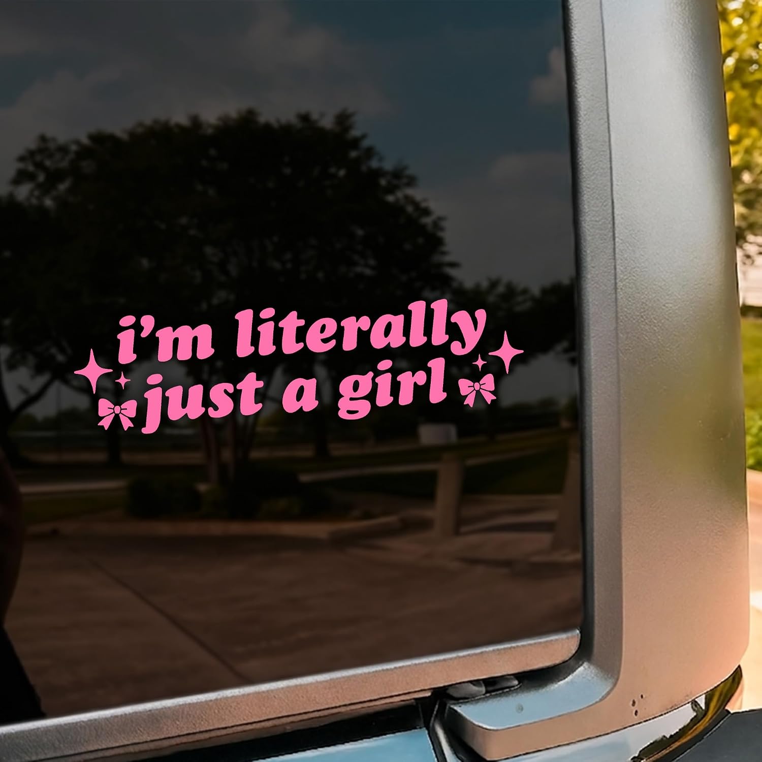 I'm Literally Just a Girl Car Decal, Girly Pink Bow Cute, Positive Inspiration Vinyl Waterproof 8 Inch Bumper Sticker for Trucks Window, Car Accessories Decorations Gifts for Friend Mom Dad