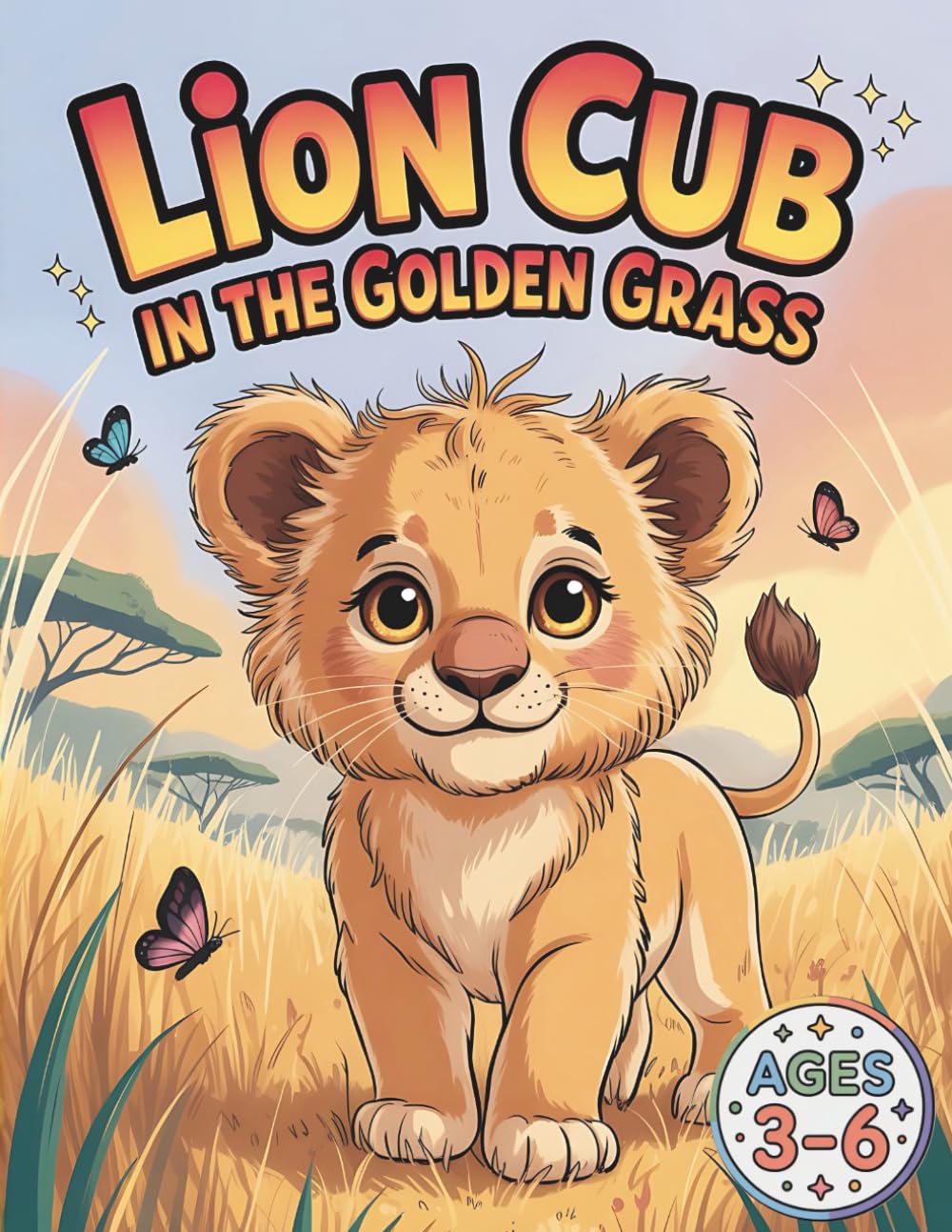 Lion Cub in the Golden Grass: A Brave Safari Coloring Adventure About Confidence and Discovery for Kids Ages 3–6