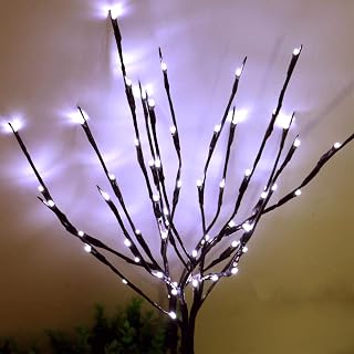 AMARS 2 Pack Lighted Branches Lights Battery Operated Twig Willow Decorative LED Branch for Vase Home Decoration 20leds (White)