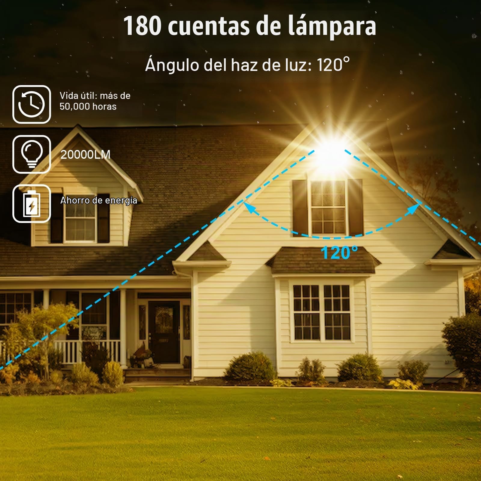 Focos LED Exterior 400W, 40000LM Proyector Led exterior IP66 Impermeable Blanco Cálido Led Exteriors Iluminación de Seguridad para Jardín, Garaje, Patios, Parque, Terraza