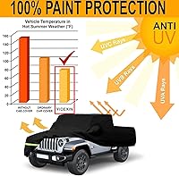 Vista 6 de YIXIN Funda impermeable para automóvil para Jeep Gladiator 2020 2021 2022, fundas 190T, ajuste personalizado, 100% impermeable, resistente al viento