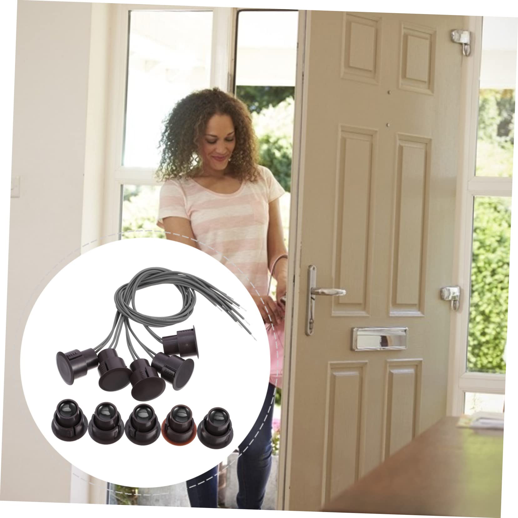 3 Set Sensore Di Contatto Della Porta E Della Finestra Finestre Magnetico Sensori Magnete Interruttori Interruttore Allarme Porta Allarme Di Sicurezza Plastica Black 5 Pezzi*3