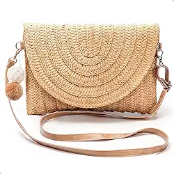 Bolsa de Palha Pequena Acessório De Verão Praia Piscina Alça Transversal