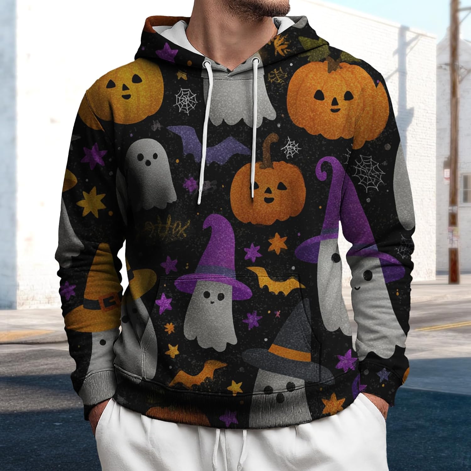 MARSVOVO Halloween Hoodie for Men Fall Winter Trendy Casual Sweatshirts Long Sleeve Oversized Loose Fit Comfort Ouffits - Image 2