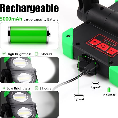 Miniatura 3 de philotes Luz de trabajo LED M11, 4000LM 5000mAh recargable portátil magnética inalámbrica luz de trabajo con salida de alimentación USB y soporte,