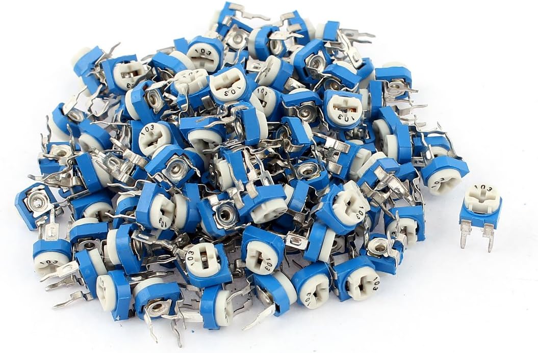 120Pcs UKM-065 Variable Resistors 10K Ohm 3 Terminals Trimmer Potentiometer Potentiometers Adjustable Resistor