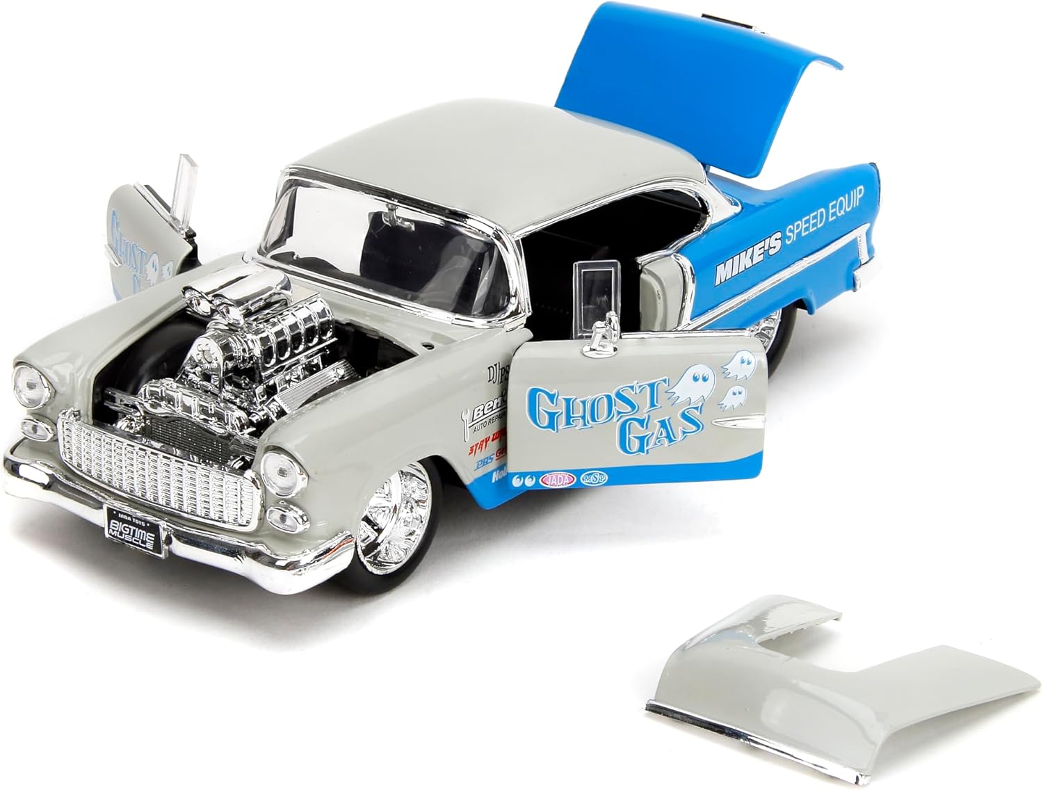 Jada Bigtime Muscle 1:24 1955 Chevrolet Bel-Air Die-Cast Car, Toys for Kids and Adults(Cool Gray/Gloss Blue)