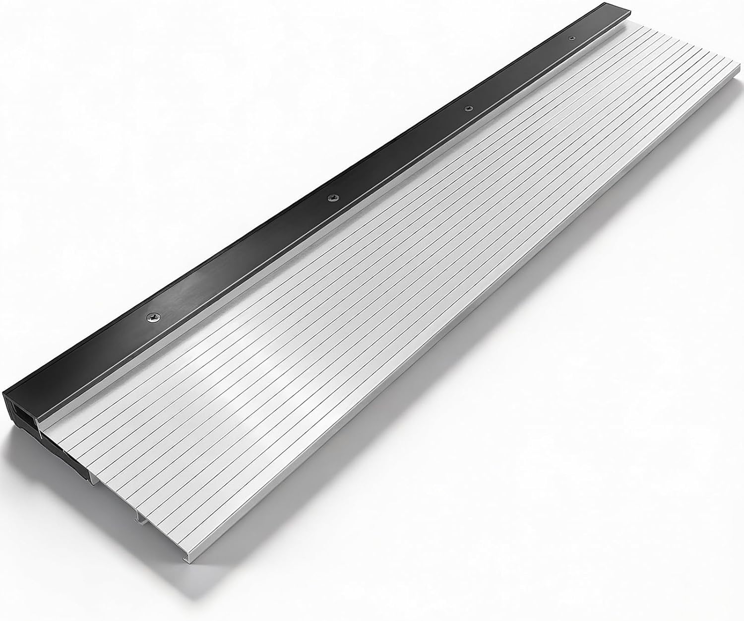 36" Black Adjustable Aluminum Door Threshold – Heavy-Duty, Fit 6-9/16‘’ Width Jambs, Adapts Seamlessly to Door Height for Residential Use