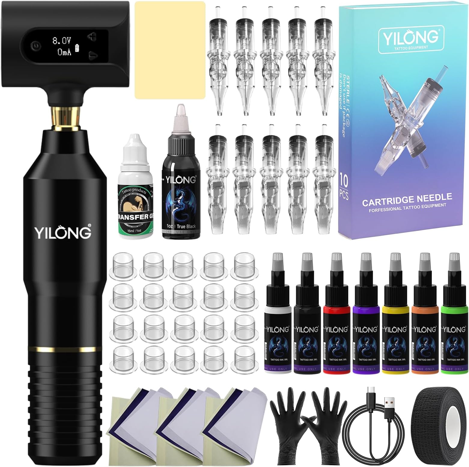 YILONG Wireless Tattoo Kits - Henna Tattoo Kit Machine with 1400 mAh Power Supply, Tattoo Gun Kit for Beginners