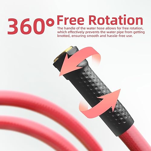 Miniatura 3 de Solution4Patio Homes - Manguera de jardín roja con plomo de 58 pulgadas x 25 pies, sin torceduras, sin fugas, accesorios machohembra, tubo de agua