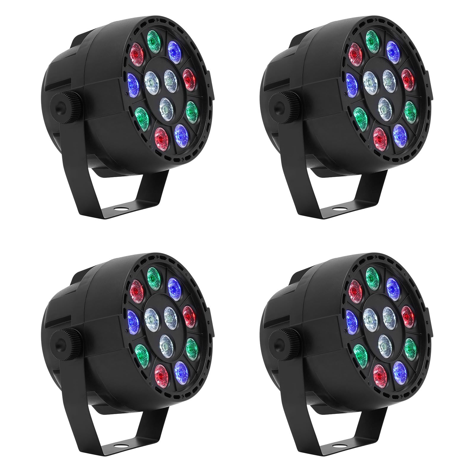 4 sztuki oświetlenia scenicznego LED RGB Flat Par oświetlenie sceniczne DMX oświetlenie sceniczne, oświetlenie dyskotekowe, wiele trybów sterowania, na wesela, urodziny, spotkania rodzinne, bankiety,