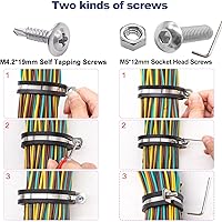 Vista 3 de Taiss 50 piezas de abrazaderas de cable de 1/2 pulgada, abrazaderas de cable de alambre aislado de goma de acero inoxidable 304, abrazaderas