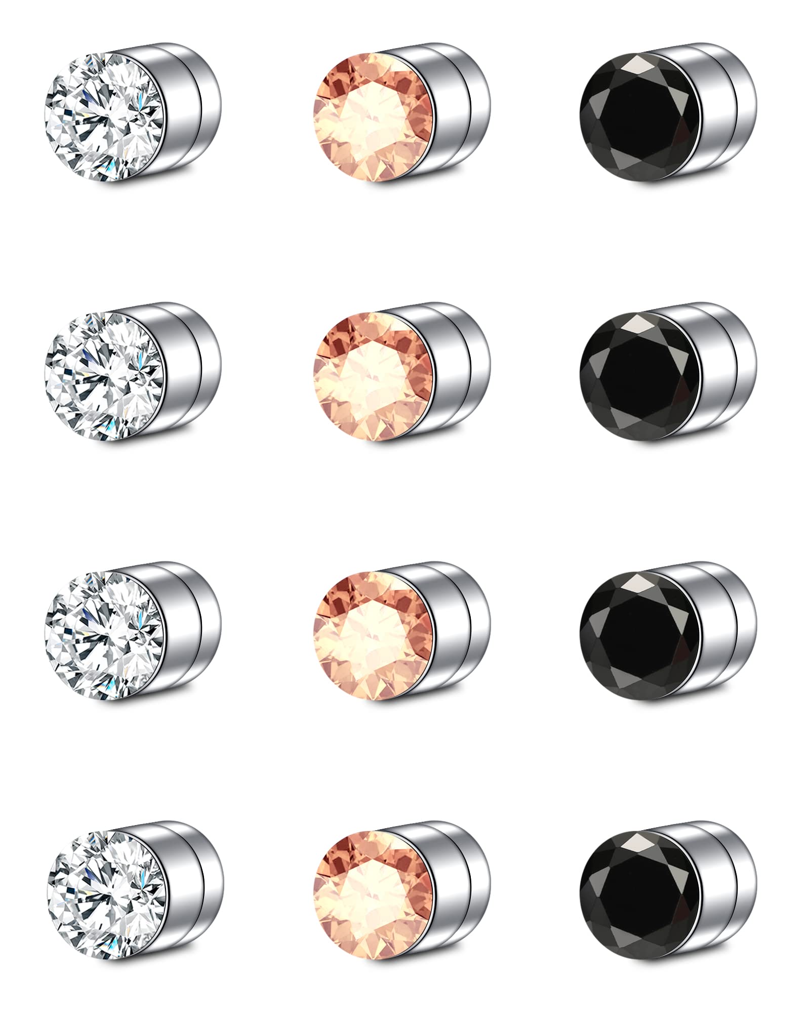 D.Bella Fake Nose Ring Stud Magnetic Nose Stud Clip On Lip Ear Non Pierced Jewelry for Women Men Black Silver Rose Gold