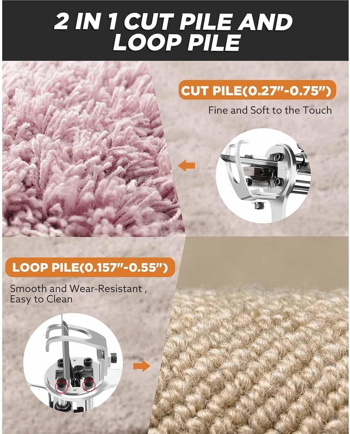 Electric Carpet Tufting Gun Rug Cut and Loop Pile 2 in 1 Tufting Gun Carpet Weaving Machine Hand Tufting Carpet Weaving Machine Home DIY Tools for High-Speed Weaving of Carpets