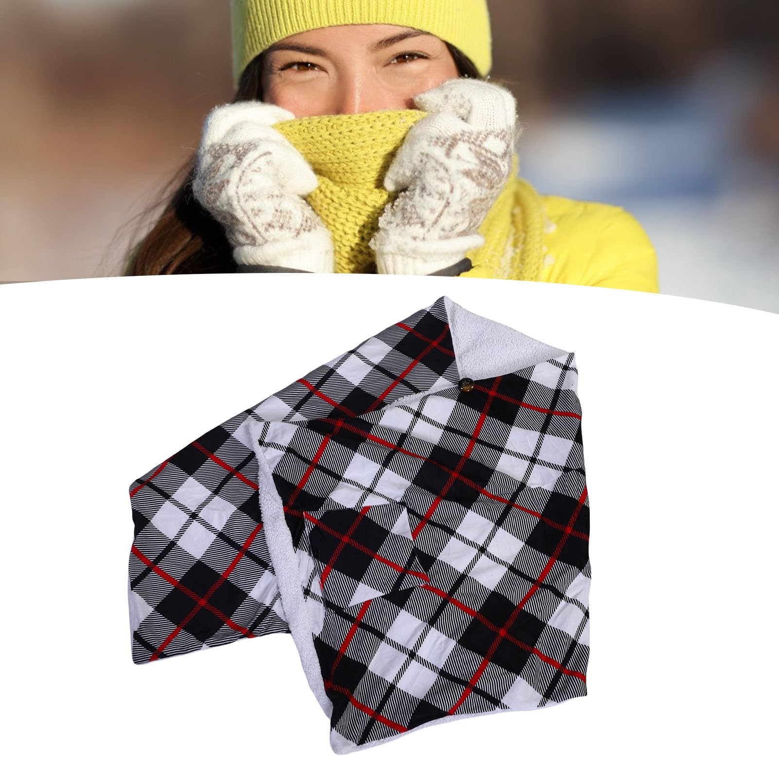 Fabater Coperta Portatile Riscaldata Elettrica 3 Impostazioni di Calore Sciarpa Riscaldata USB per Campeggio Domestico (Plaid rosso)