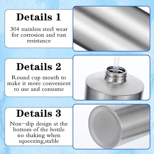 Miniatura 3 de 2 dispensadores de jabón de níquel cepillado de acero inoxidable (18.6 onzas18.6 fl oz), botella de jabón líquido de manos para encimera, a prueba