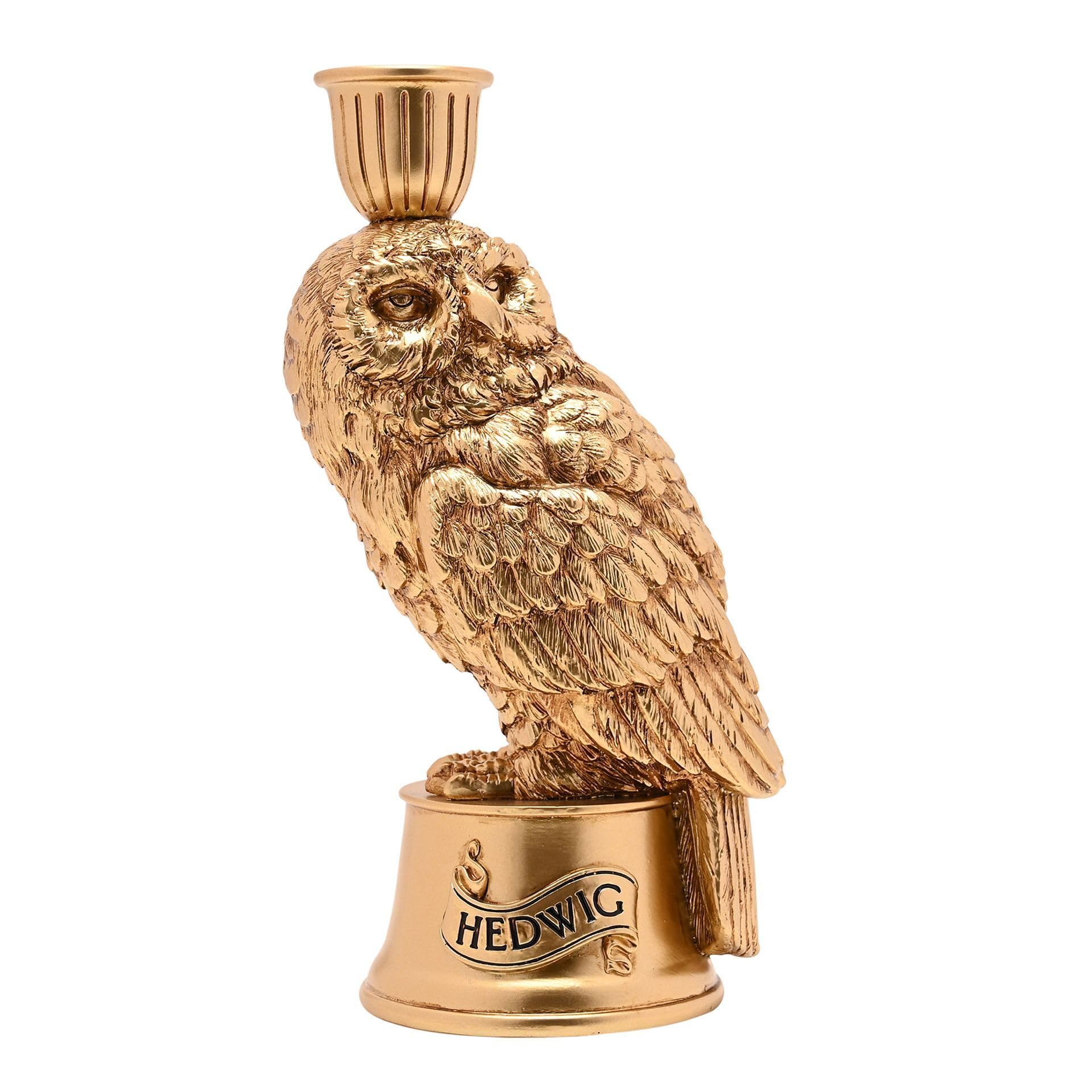 Widdop And Co Gold Harry Potter Hedwig 3D Owl Candle Holder | Official Wizarding World Candle Holder And Owl Ornament For Tables, Shelves And Mantelpieces, Ideal For Harry Potter Fans