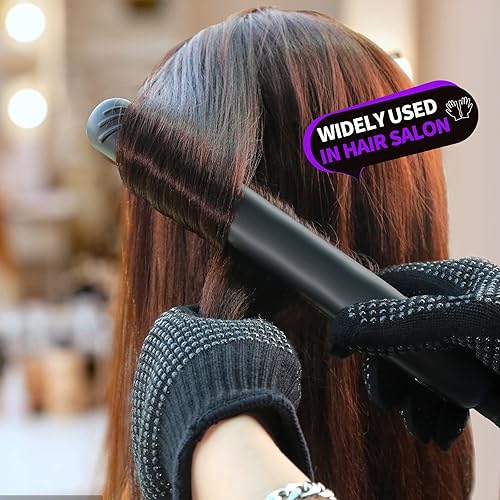 Miniatura 13 de Teenitor 2 guantes resistentes al calor con golpes de silicona, guantes profesionales a prueba de calor para peinar el cabello, rizador, hierro Rosa