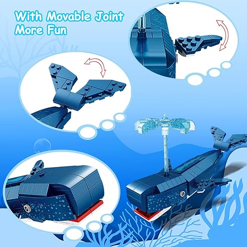 Miniatura 3 de KAZI Juego de construcción de juguetes de ballena, criaturas marinas profundas, juguete de animales oceánicos para niños de 8 a 10 años, kit de