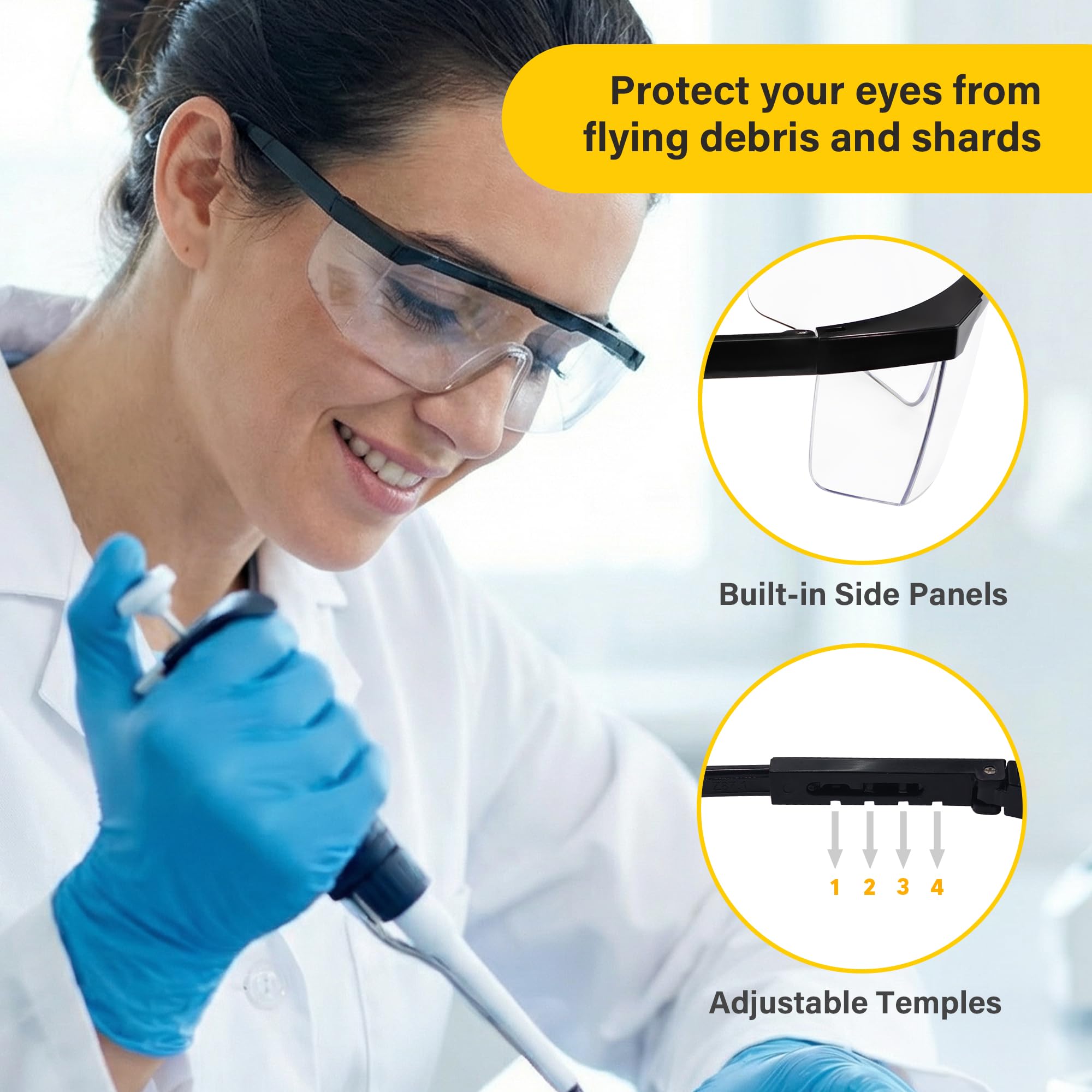 Paquete de 12 lentes de seguridad a granel antivaho, lentes de seguridad ajustables, protección UV, lente de policarbonato resistente a los arañazos, gafas protectoras con ANSI Z87.1 para construcción