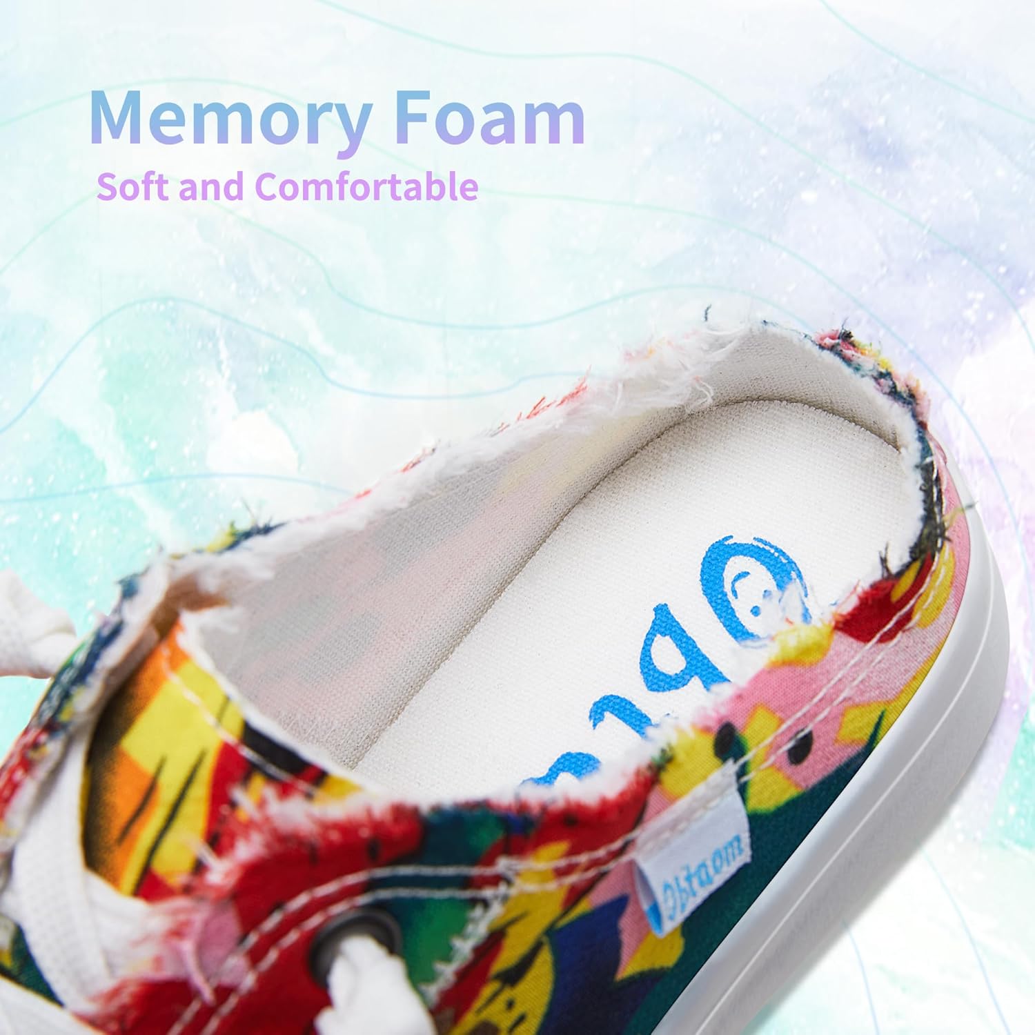 Obtaom Women Canvas Mules Memory Foam Clipper Fashion Sneakers Comfortable Slip-On Mule Backless Holiday Shoes - Image 5