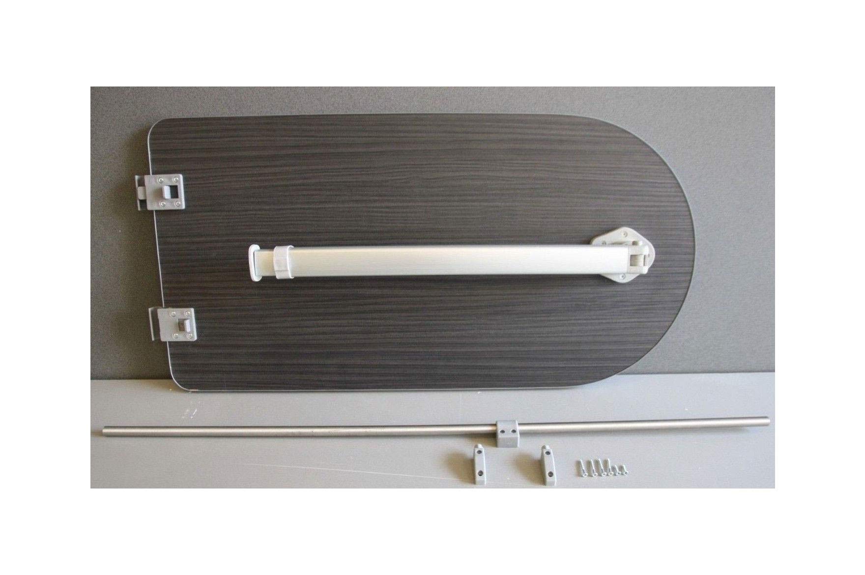 Buy 900 x 500 Curve Hacienda Black Campervan/Motorhome Table & Rail, Adjustable Leg Online at