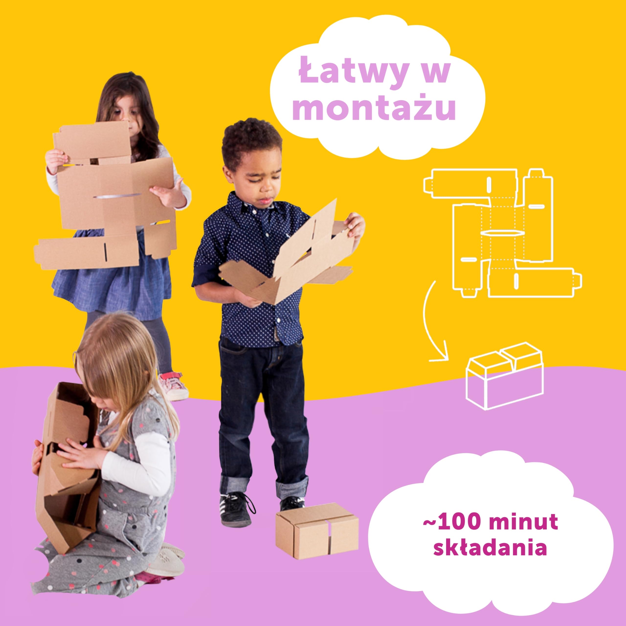 GIGI Bloks | Klocki konstrukcyjne XXL | Składany domek dla dzieci, łóżko z daszkiem z kartonów, zestaw dużych bloczków do budowania wież i zamków | 203 klocki | Łatwy montaż | Idealny prezent