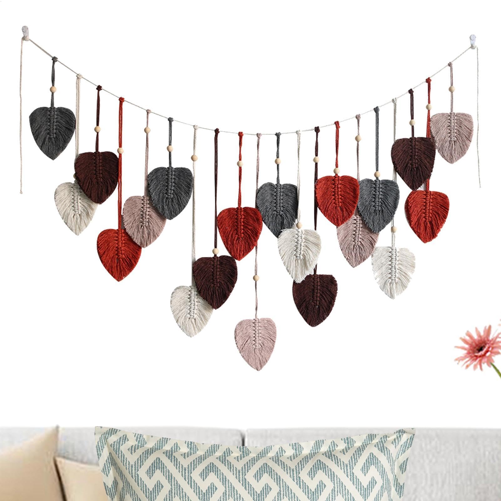Plume de feuille de macramé boho tissée à la main pour mur - 8