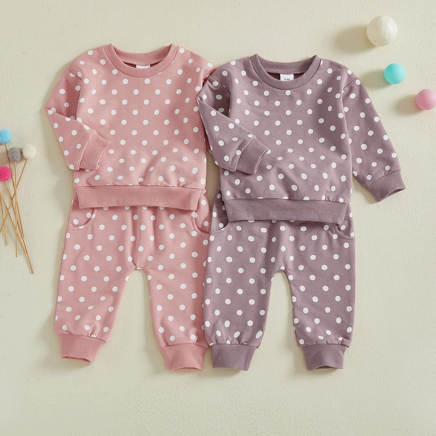 Mubineo Toddler Baby Girl Clothes Cute Polka Dot Sweatshirt Sweatpant Outfits Newborn Girls Fall Winter Tops Pant Outfit - Image 3