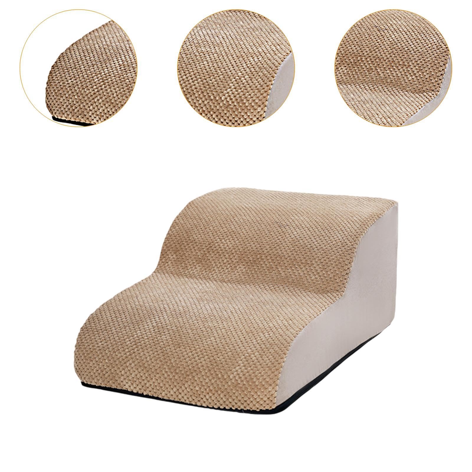 Scaletta per Cani, Gradini per Animali Domestici, Rampa per Cani, Scaletta per Animali Domestici Realizzata in Tessuto di Facile Manutenzione E Base a, Beige