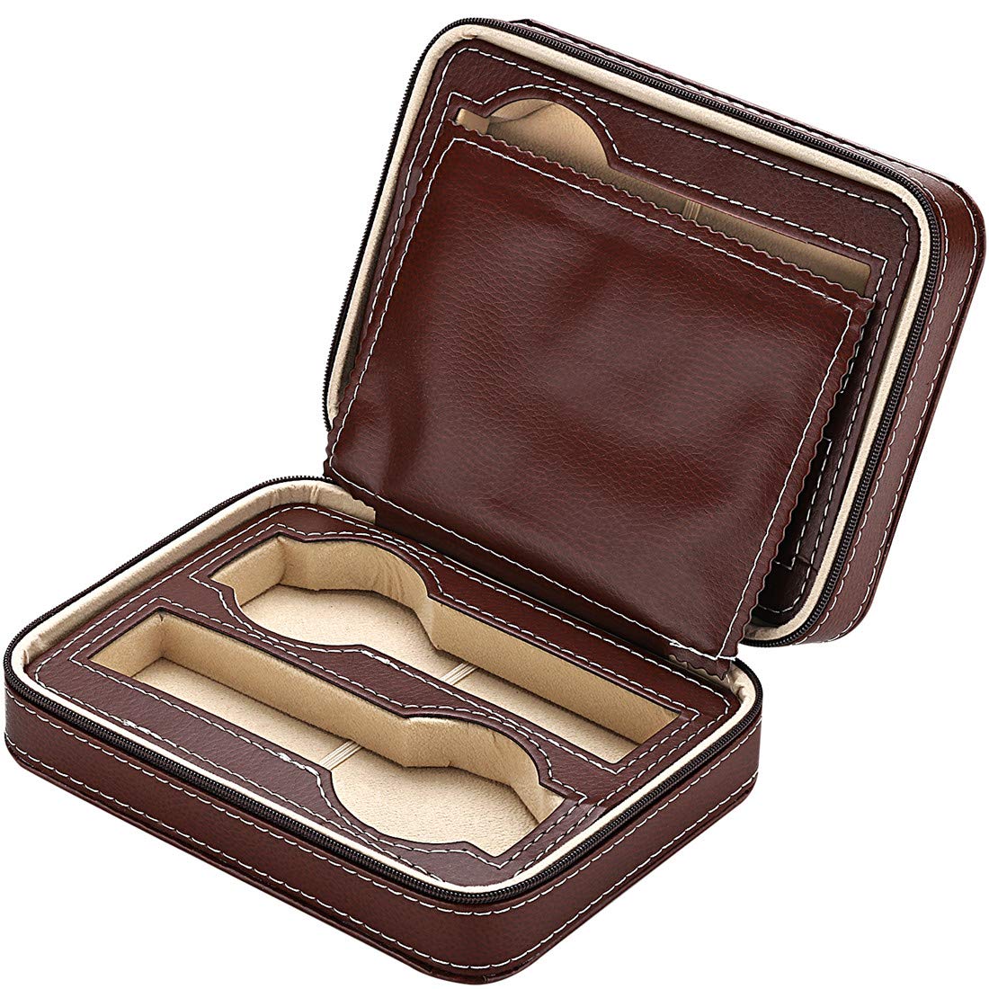 Amazon.com: LANTWOO PU Leather Zippered Watches Travel Case Watch