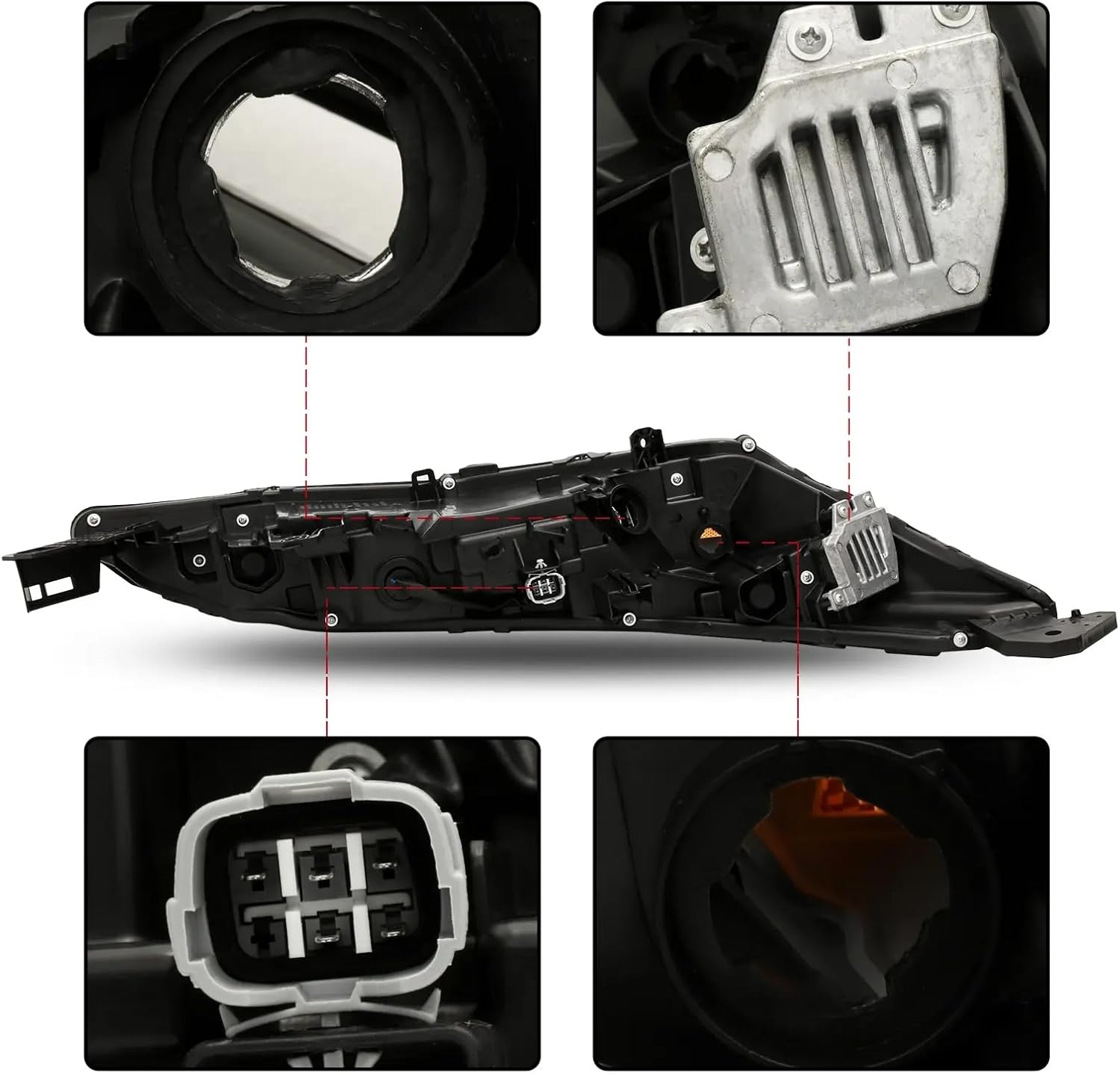 PENSUN Headlights Assembly Fit for 2021 2022 2023 Nissan Rogue, Headlamp Assembly Pair Replacement, Clear Lens Amber Reflector, Left Driver Side
