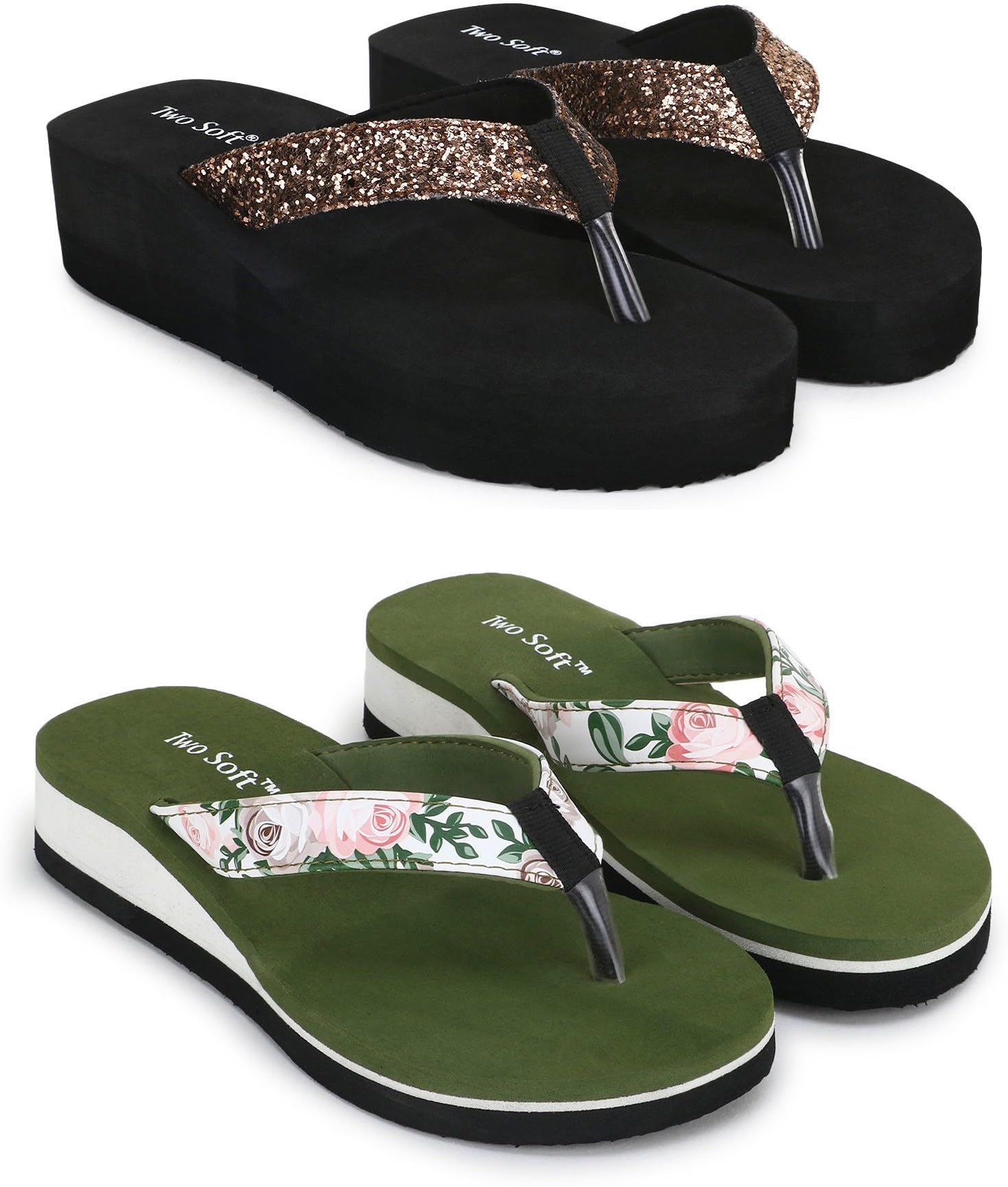 twosoft Women Combo Pack Of 2 Stylish Casual Light & Soft Comfortable Slippers (Copper, Green, 7)-picture-33