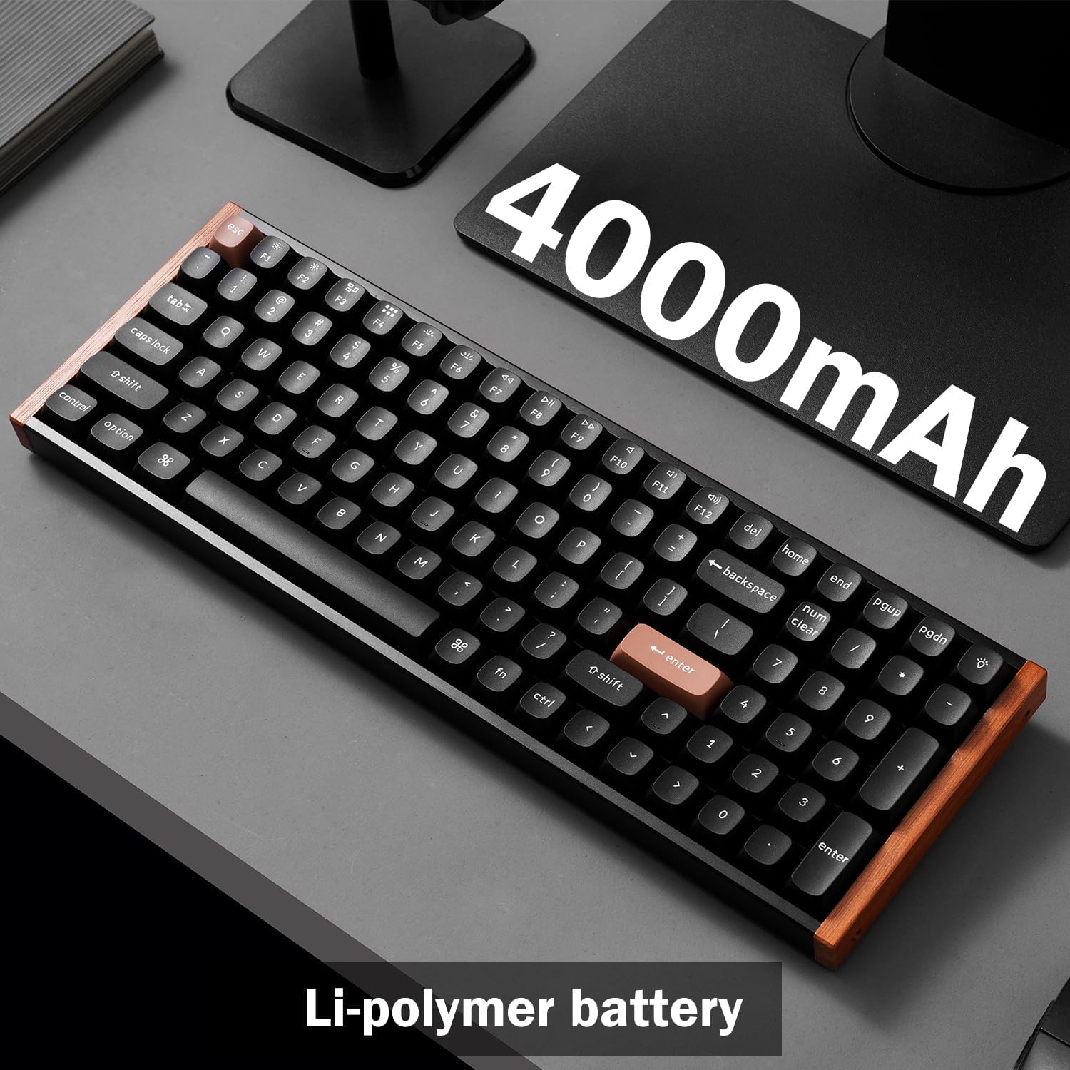 Keychron K8 HE QMK Wireless Gaming Custom Mechanical Keyboard, 2.4 GHz/Bluetooth/Wired 80% Layout Hot-Swappable Programmable RGB Backlit Gateron Magnetic Switches for Mac Windows, Wood Frame-Black